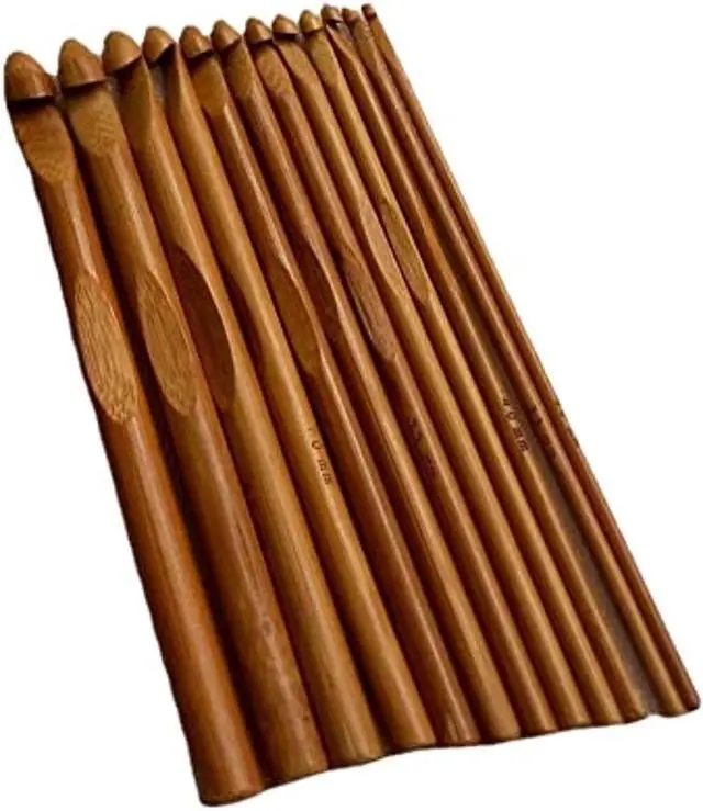 Alt view image 5 of 6 - 12pcs 6" Bamboo Crochet Hooks Needle Knitting Hooks Knit Craft Weave Yarn 3 to 10 mm Diameters