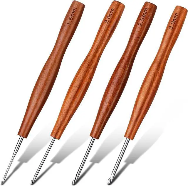 Main image of Nitlak 4 Pcs Crochet Hook Set, Ergonomic Crochet Needles Kit for Beginners | (1.5mm/2mm/2.5mm/3mm) Aluminum Ergonomic Crochet Hooks for Arthritic Hands, Crochet Kit for Beginners Knitting