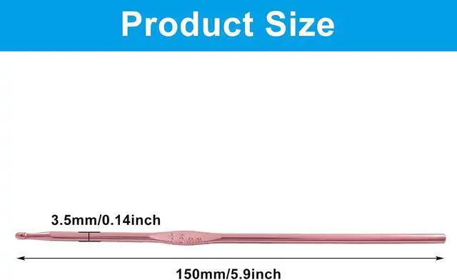 Alt view image 2 of 5 - Auvotuis 3.5mm Size E (Size 4) Aluminum Crochet Hook, Pink, 6Pcs | Knitting Needles, DIY Craft Yarn