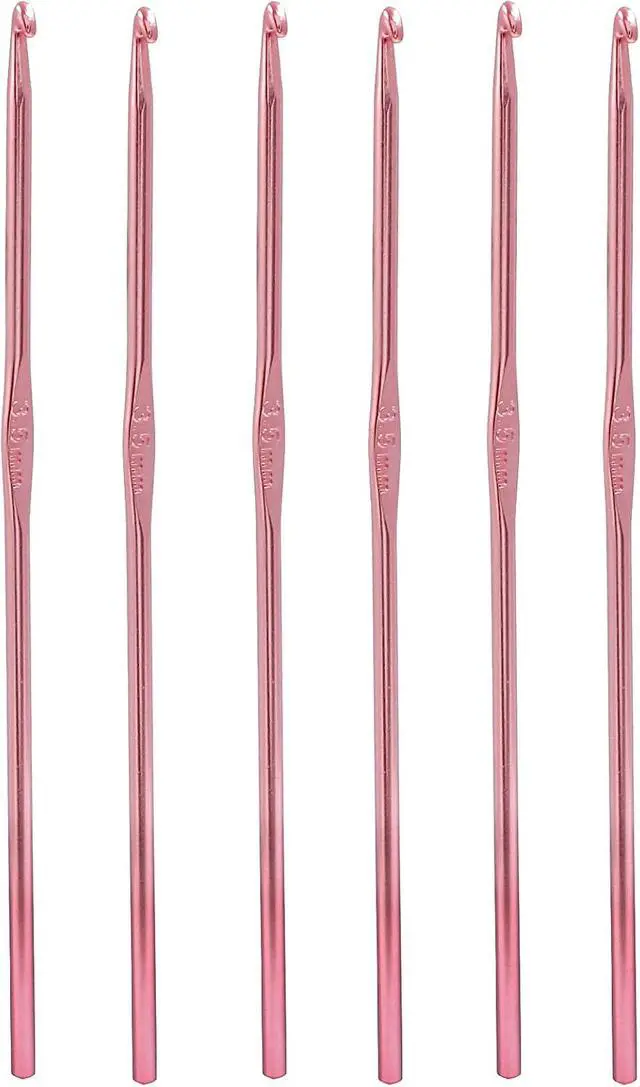 Alt view image 5 of 5 - Auvotuis 3.5mm Size E (Size 4) Aluminum Crochet Hook, Pink, 6Pcs | Knitting Needles, DIY Craft Yarn