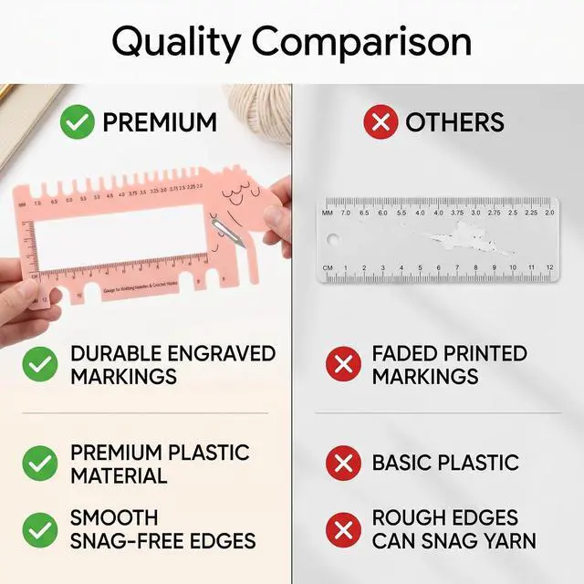 Alt view image 5 of 6 - Professional Knitting Needle Gauge, Crochet Hook Sizer, Sweater Measuring Tool for Weaving, Crafting | Sweater Measuring Tool for Weaving, Crafting