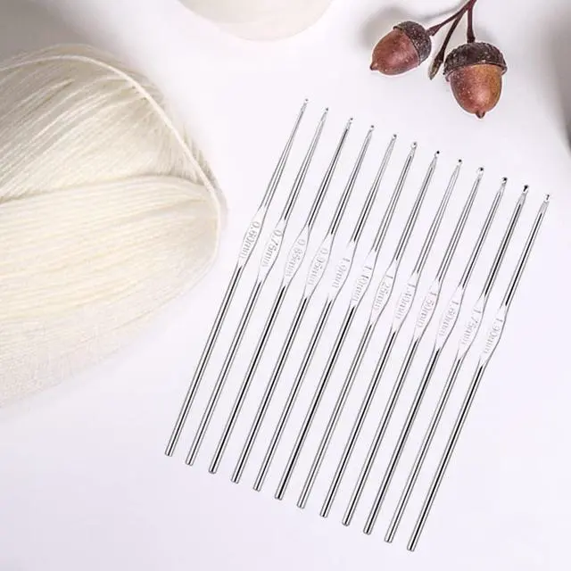 Alt view image 3 of 7 - Small Size Crochet Hook Stainless Steel Crochet Needles QLRFFLJOY 12 pcs Metal Crochet Hooks (0.6mm - 1.9mm) Embroidery Thread Knitting Weaving Tool DIY Lace Yarn Crochet Needle