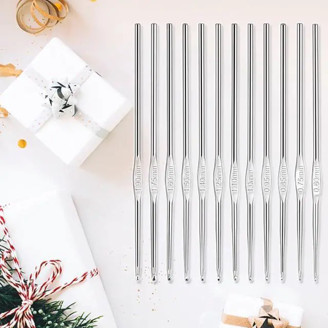 Alt view image 7 of 7 - Small Size Crochet Hook Stainless Steel Crochet Needles QLRFFLJOY 12 pcs Metal Crochet Hooks (0.6mm - 1.9mm) Embroidery Thread Knitting Weaving Tool DIY Lace Yarn Crochet Needle