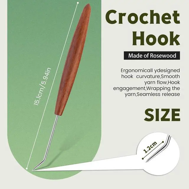 Alt view image 2 of 7 - Wuadua 1Pcs Knitting Loom Hook, Ergonomic Crochet Hooks for Knit Picker | Knitting Machine Accessories, Crochet Tools with Convenient Wooden Handles for Beginners Knittings Knitter DIY Crochet