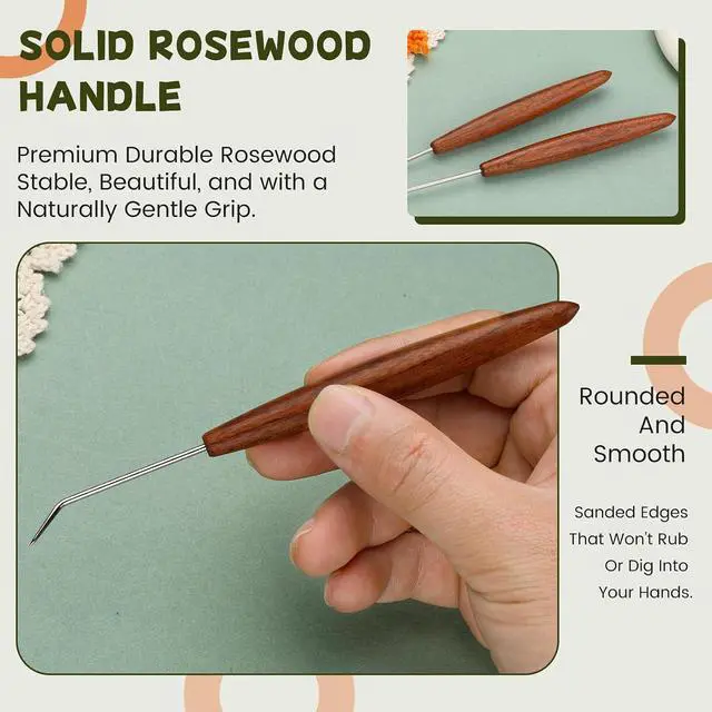 Alt view image 4 of 7 - Wuadua 1Pcs Knitting Loom Hook, Ergonomic Crochet Hooks for Knit Picker | Knitting Machine Accessories, Crochet Tools with Convenient Wooden Handles for Beginners Knittings Knitter DIY Crochet