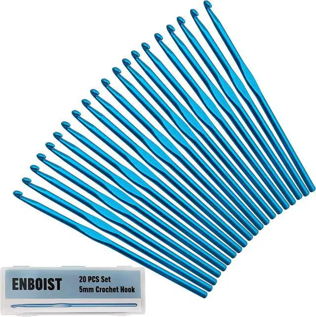 Main image of Crochet Hook 5mm, Crochet Hooks US Size H/8 Set,Aluminum Crochet Needles | 20PCS Blue Metal Crochet Hooks for Craft Yarn Contribute to Beginners DIY Knitting Needles for Beginners Women Adults