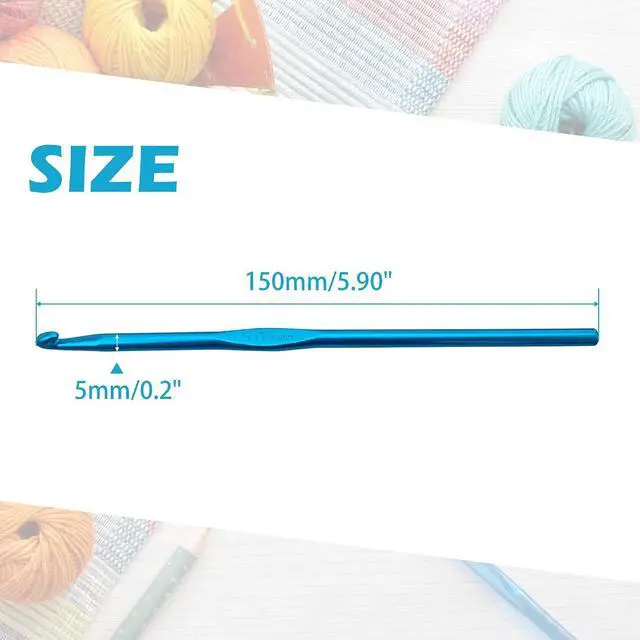 Alt view image 2 of 7 - Crochet Hook 5mm, Crochet Hooks US Size H/8 Set,Aluminum Crochet Needles | 20PCS Blue Metal Crochet Hooks for Craft Yarn Contribute to Beginners DIY Knitting Needles for Beginners Women Adults