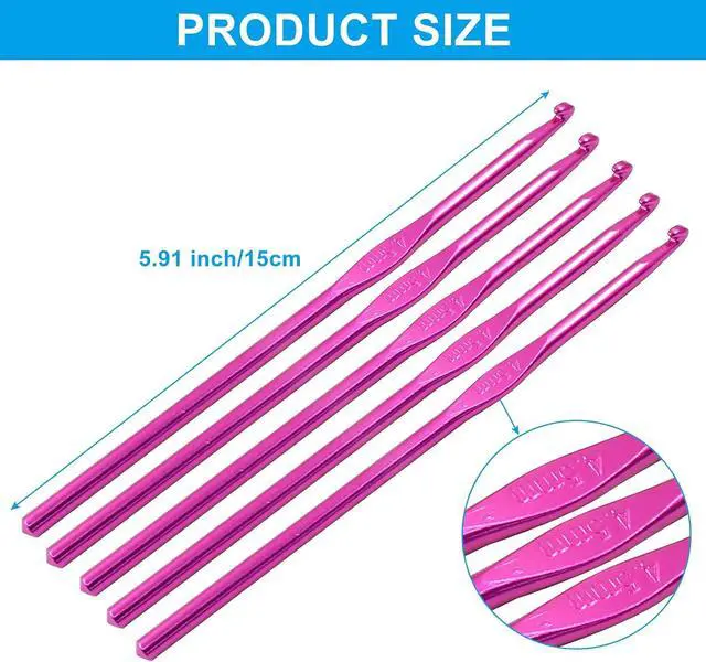 Alt view image 2 of 5 - Cionyce Aluminum Crochet Hook 4.5mm US Size 7, 6 Pack | Crochet Needle, DIY Craft, Yarn Knitting