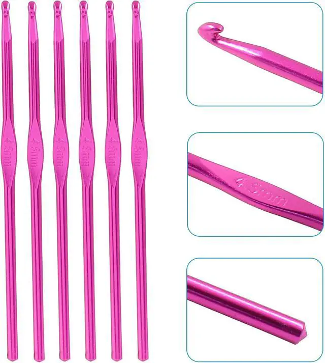 Alt view image 3 of 5 - Cionyce Aluminum Crochet Hook 4.5mm US Size 7, 6 Pack | Crochet Needle, DIY Craft, Yarn Knitting