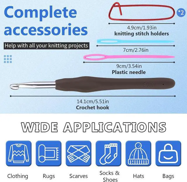 Alt view image 3 of 7 - SHWAKK 2 Pack T-Shirt Yarn Set, Milk Blue Knitting Crochet T Shirt Yarn | Crochet Hook, Elastic Thick Tshirt Yarn Kit for Crocheting, Crochet Bag/Baskets Ribbon Cotton Yarn, Knitting Ball