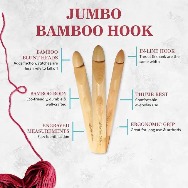Alt view image 3 of 6 - JubileeYarn Jumbo Birch Crochet Hook - US Q (16mm)