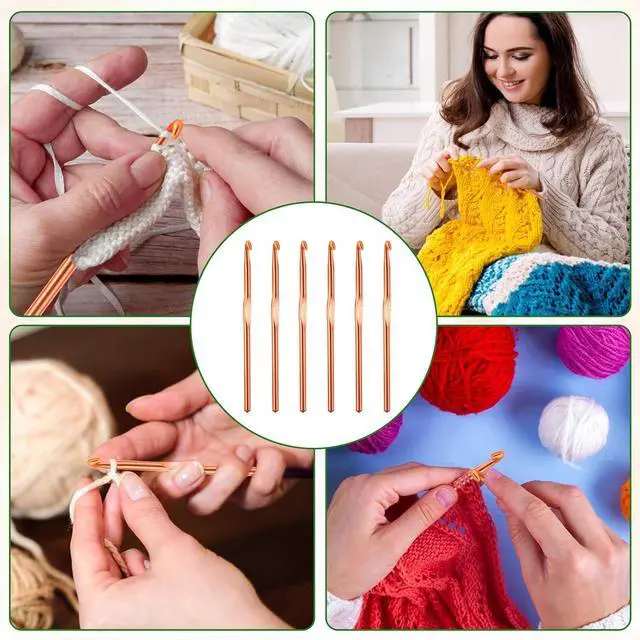 Alt view image 7 of 7 - 10Pcs 5.5mm Aluminum Crochet Hook, Size I (Size 9) Knitting Needles Craft Yarn, Crochet Hook for DIY Craft, Gold Crochet Needles for Knitting Scarf(Orange)