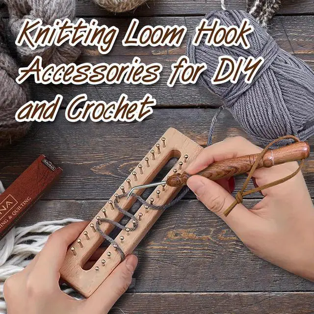 Alt view image 4 of 6 - Savina Knitting Loom Hook Accessories for DIY and Crochet. Handcrafted Wooden Handle & Designed for Knitters Need. Knitting Tool for Making Hats, Scarves, Socks & Sweaters