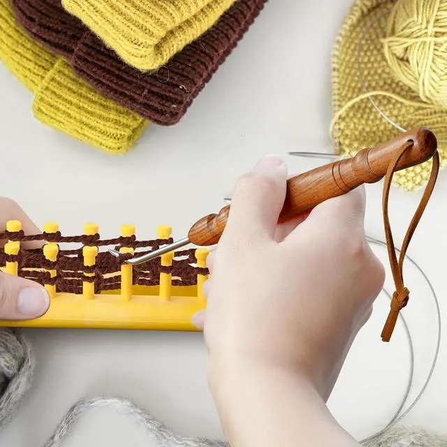 Alt view image 5 of 6 - Savina Knitting Loom Hook Accessories for DIY and Crochet. Handcrafted Wooden Handle & Designed for Knitters Need. Knitting Tool for Making Hats, Scarves, Socks & Sweaters