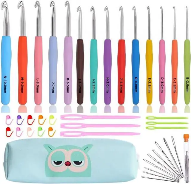 Main image of Crochet Hook Set,14 Sizes Crochet Hooks for Arthritic Hands,Crochet Hooks Ergonomic Soft Grip with Case,Crochet Needles(Size B-Size N)