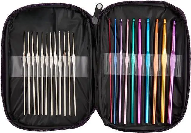 Main image of 22Pcs Crochet Hooks Set, BetyBedy Aluminum Handle Knitting Needles, Multicolor Crochet Needles for Yarn Craft, 0.6~6.5mm