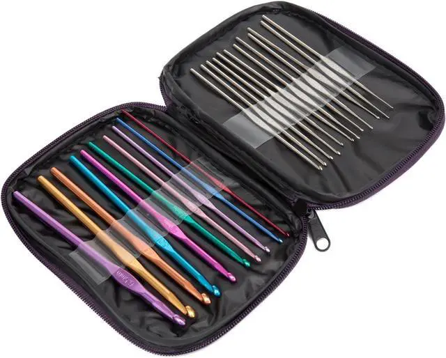 Alt view image 2 of 7 - 22Pcs Crochet Hooks Set, BetyBedy Aluminum Handle Knitting Needles, Multicolor Crochet Needles for Yarn Craft, 0.6~6.5mm