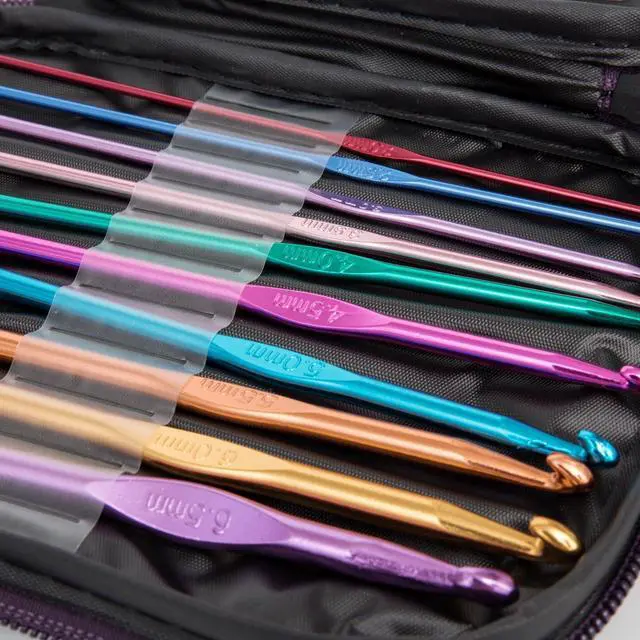 Alt view image 3 of 7 - 22Pcs Crochet Hooks Set, BetyBedy Aluminum Handle Knitting Needles, Multicolor Crochet Needles for Yarn Craft, 0.6~6.5mm