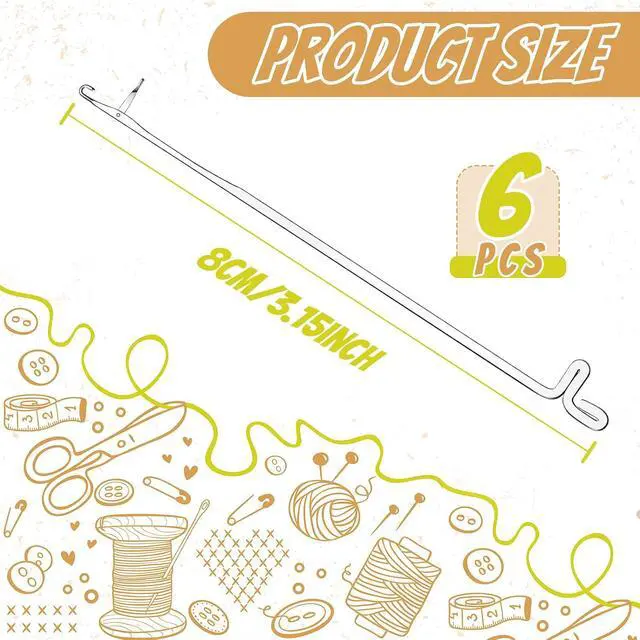 Alt view image 2 of 7 - 6 Pcs Serging Hooks Latch Crochet Hooks Sewing Needles Stainless Steel Knit Picker Snag Repair Tool for DIY Weave Knitting Revamping Threading Beads Jewelry Making