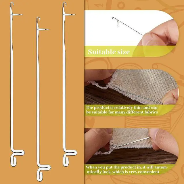 Alt view image 3 of 7 - 6 Pcs Serging Hooks Latch Crochet Hooks Sewing Needles Stainless Steel Knit Picker Snag Repair Tool for DIY Weave Knitting Revamping Threading Beads Jewelry Making