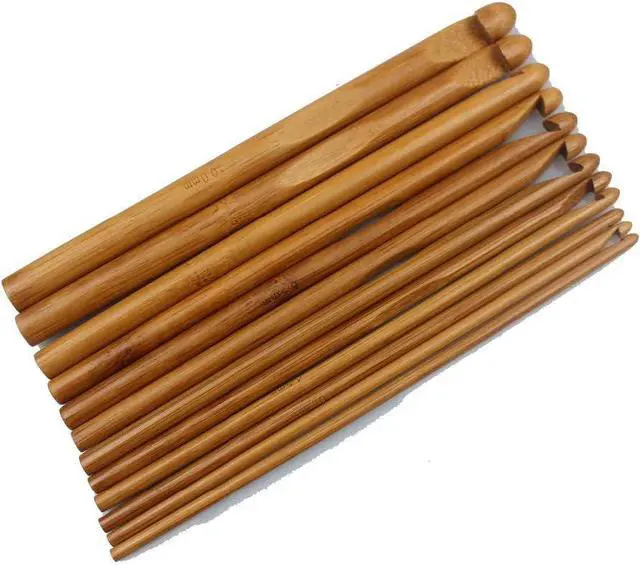 Main image of New 12 Sizes Carbonized Bamboo Handle Crochet Hooks Knit Weave Yarn Craft Knitting Needle FBA