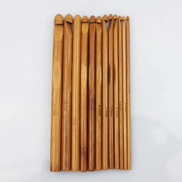 Alt view image 2 of 3 - New 12 Sizes Carbonized Bamboo Handle Crochet Hooks Knit Weave Yarn Craft Knitting Needle FBA