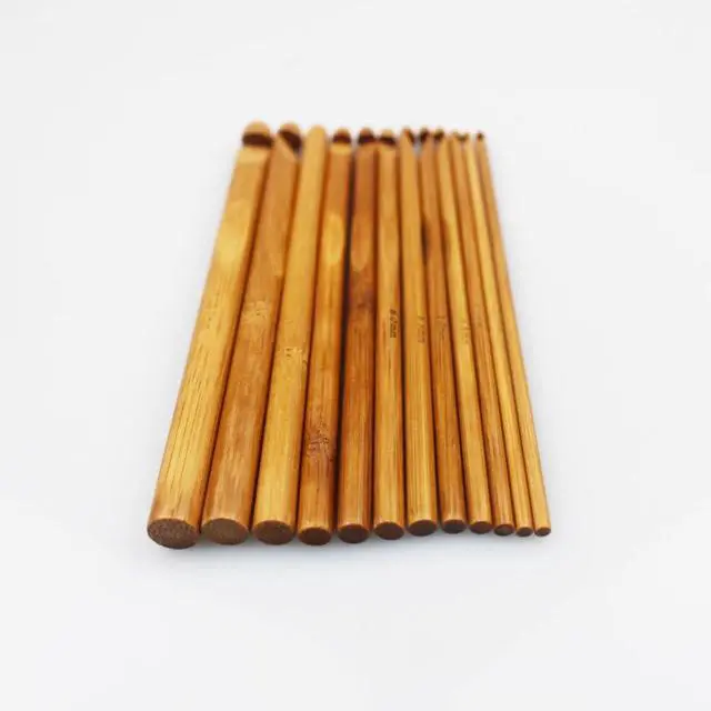 Alt view image 3 of 3 - New 12 Sizes Carbonized Bamboo Handle Crochet Hooks Knit Weave Yarn Craft Knitting Needle FBA