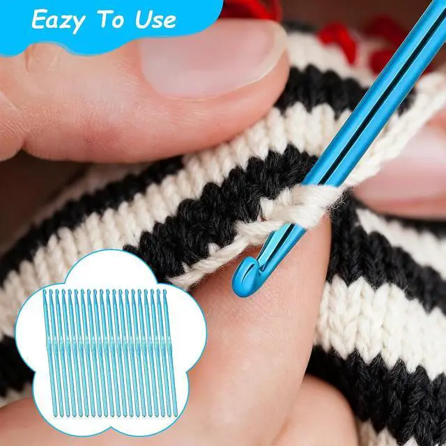 Alt view image 4 of 7 - LXUEJIE 20 PCS 5MM Aluminum Crochet Hooks, US Size H (Size 8) Blue Crochet Hooks Bulk Knitting Needles Crochet Supplies for DIY Yarn Crafts Beginners