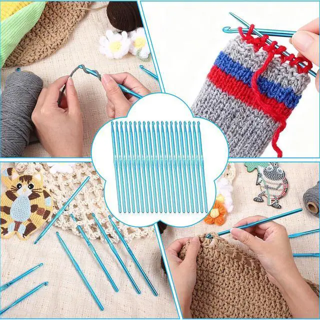 Alt view image 7 of 7 - LXUEJIE 20 PCS 5MM Aluminum Crochet Hooks, US Size H (Size 8) Blue Crochet Hooks Bulk Knitting Needles Crochet Supplies for DIY Yarn Crafts Beginners