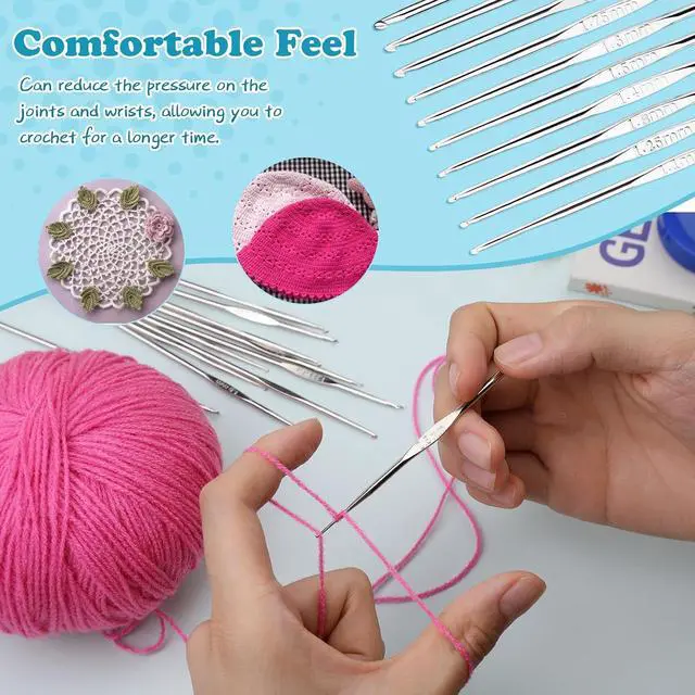 Alt view image 4 of 7 - 16 Pcs Lace Crochet Hooks Set, 0.5mm-2.5mm Small Crochet Hooks | Crochet Needles for Crocheting Yarn, Knitting Needles Set with Large-Eye Blunt Needles Stitch Markers