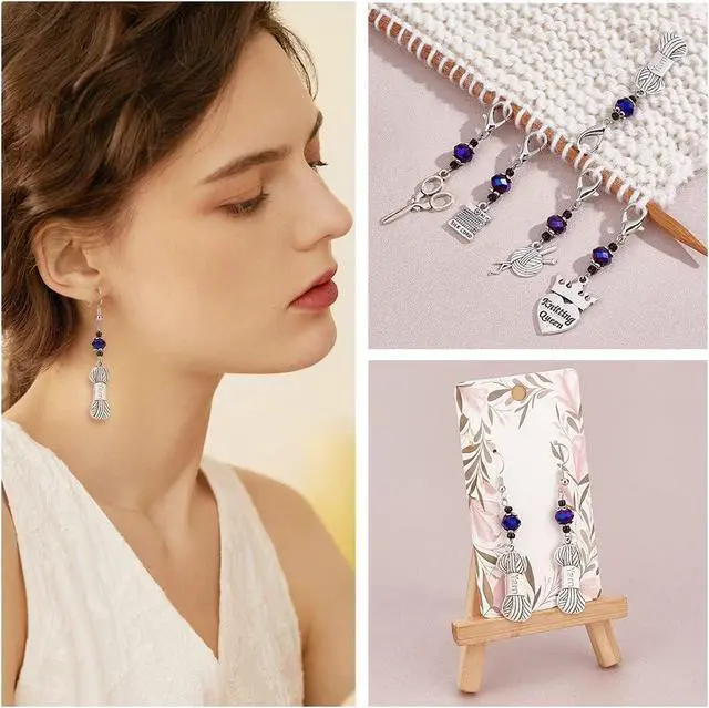 Alt view image 6 of 7 - NBEADS 15 Pcs Knitting Stitch Markers, 5 Styles Antique Silver Alloy Crochet Stitch Marker Charms Removable Lobster Clasp Locking Stitch Marker for Knitting Weaving Sewing Accessories
