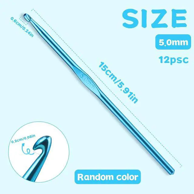 Alt view image 2 of 7 - UzecPk 12Pcs 5mm Aluminum Crochet Hooks Ergonomic Handle Crochet Needles | Metal Crochet Hook, Ergonomic Crochet Hook Bulk Crochet Needle for Crocheting Yarn Knitting Scarf Hat