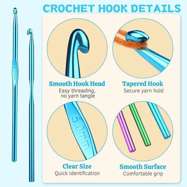 Alt view image 3 of 7 - UzecPk 12Pcs 5mm Aluminum Crochet Hooks Ergonomic Handle Crochet Needles | Metal Crochet Hook, Ergonomic Crochet Hook Bulk Crochet Needle for Crocheting Yarn Knitting Scarf Hat