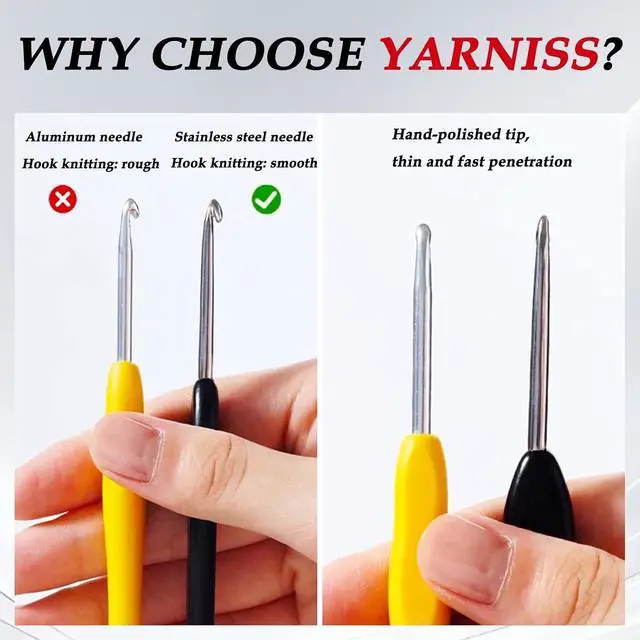 Alt view image 6 of 7 - Yarniss 3mm Ergonomic Crochet Hook for Arthritic Hands, Stainless Steel Crochet Needle with Wood Handle, Smooth Glide Yarn Needle for Knitting & Crocheting