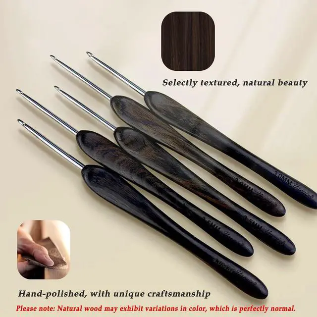 Alt view image 7 of 7 - Yarniss 3mm Ergonomic Crochet Hook for Arthritic Hands, Stainless Steel Crochet Needle with Wood Handle, Smooth Glide Yarn Needle for Knitting & Crocheting