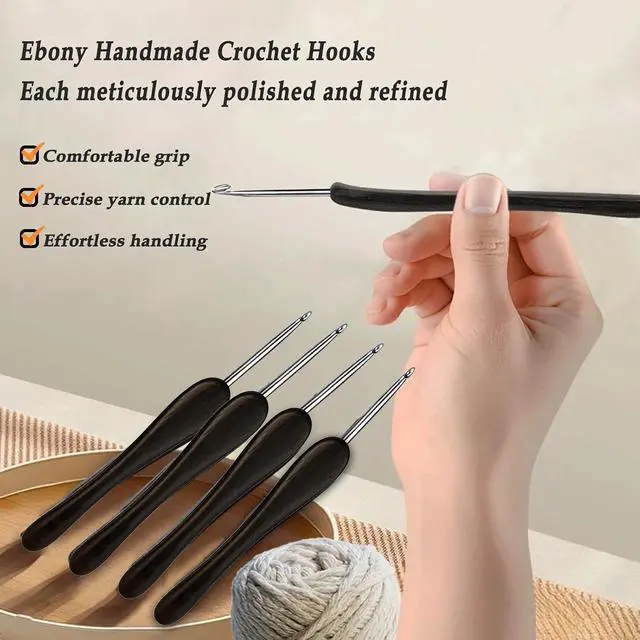 Alt view image 5 of 7 - Yarniss 3mm Ergonomic Crochet Hook for Arthritic Hands, Stainless Steel Crochet Needle with Wood Handle, Smooth Glide Yarn Needle for Knitting & Crocheting