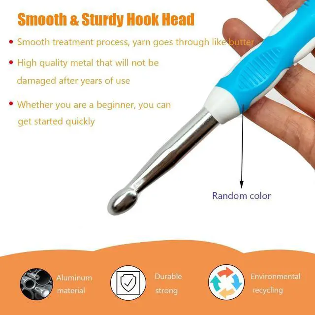 Alt view image 3 of 7 - Mdoker Size F/(3.5mm) Crochet Hook,Extra Long Crochet Hooks Needles for Arthritic Hands,Ergonomic Grip Soft Handles for Beginners and Experiecced Crochet Lover,Comfortable/Smooth/Ergonomic
