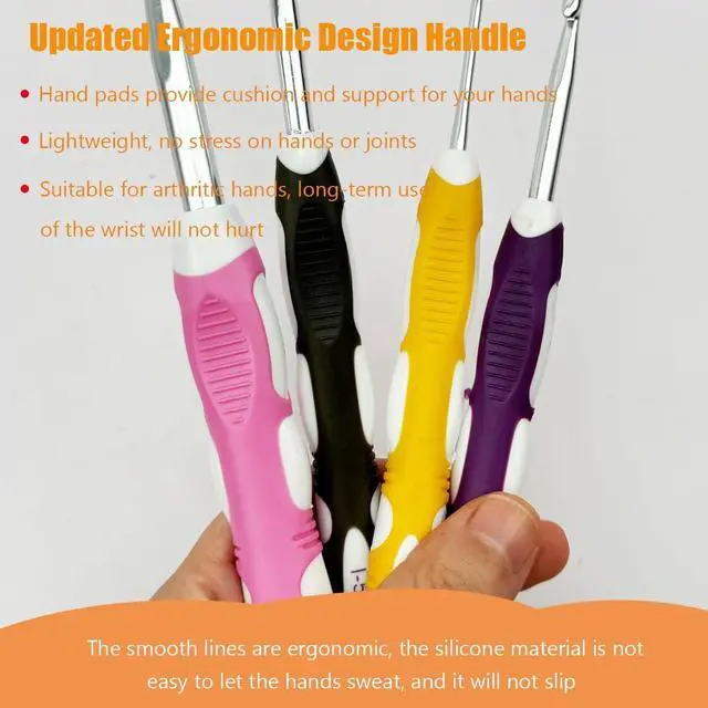 Alt view image 4 of 7 - Mdoker Size F/(3.5mm) Crochet Hook,Extra Long Crochet Hooks Needles for Arthritic Hands,Ergonomic Grip Soft Handles for Beginners and Experiecced Crochet Lover,Comfortable/Smooth/Ergonomic