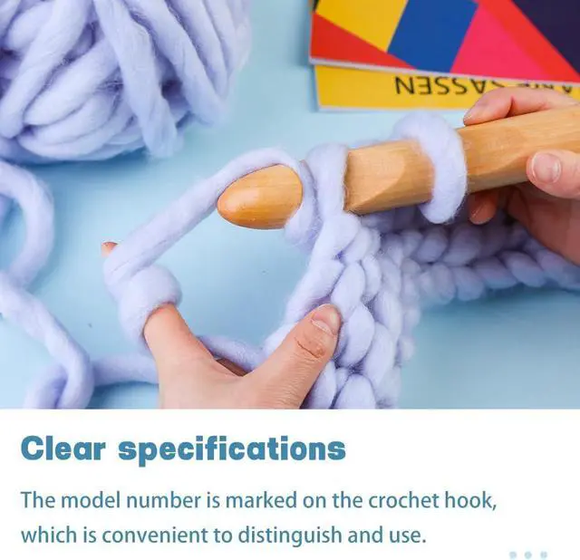 Alt view image 6 of 7 - Dercuy Wooden Crochet Hooks, 30mm Crochet Hook, Bamboo Crochet Hooks | Jumbo Thick Crochet Hook Knitting Crochet Needles with 10 Pcs Knitting Stitch Markers for DIY Craft Sewing