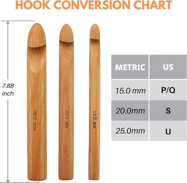 Alt view image 3 of 7 - 3 PCS Giant Crochet Hooks Set - Bamboo Yarn Hooks with Portable Case - Perfect for Big Loop Yarn or Extra Bulky Yarn Projects