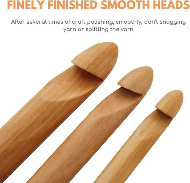 Alt view image 4 of 7 - 3 PCS Giant Crochet Hooks Set - Bamboo Yarn Hooks with Portable Case - Perfect for Big Loop Yarn or Extra Bulky Yarn Projects
