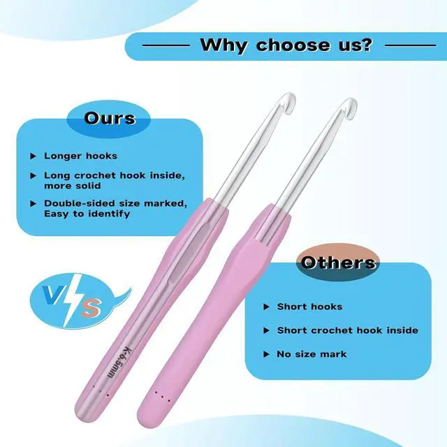 Alt view image 5 of 7 - Mayboos 5 Sizes Crochet Hook Set, Large Crochet Hooks | Yarn Needle Kits Knitting Needles with Ergonomic Handles for Crocheters Beginners