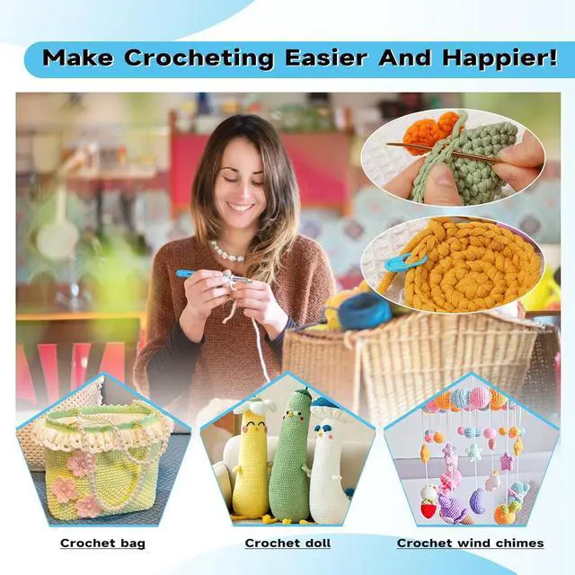 Alt view image 6 of 7 - Mayboos 5 Sizes Crochet Hook Set, Large Crochet Hooks | Yarn Needle Kits Knitting Needles with Ergonomic Handles for Crocheters Beginners