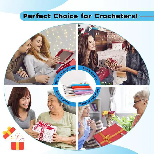 Alt view image 7 of 7 - Mayboos 5 Sizes Crochet Hook Set, Large Crochet Hooks | Yarn Needle Kits Knitting Needles with Ergonomic Handles for Crocheters Beginners