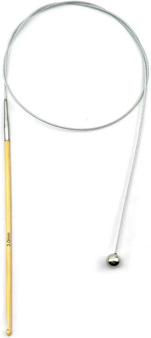 Main image of Weabetfu 32-Inch Bamboo Tunisian Crochet Hook with Steel Cable,3mm | Afghan Crochet Hooks Needles for Handmade Creative DIY and Carpet Rug Blanket Weaving Knitting Needles