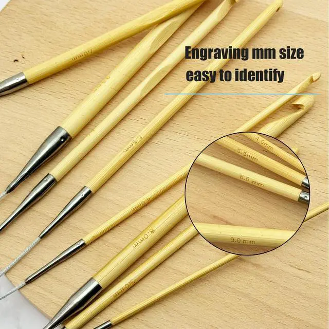 Alt view image 4 of 7 - Weabetfu 32-Inch Bamboo Tunisian Crochet Hook with Steel Cable,3mm | Afghan Crochet Hooks Needles for Handmade Creative DIY and Carpet Rug Blanket Weaving Knitting Needles