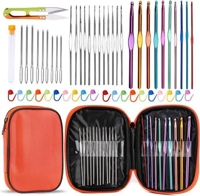Main image of IMZAY 54 Pcs Crochet Hooks Set, 0.6mm-6.5mm Crochet Needles for Yarn | Crochet Kits for Beginners, Ergonomic Crochet Hooks with Knitting Accessories, Crochet Supplies, Knitting Needles for Craft