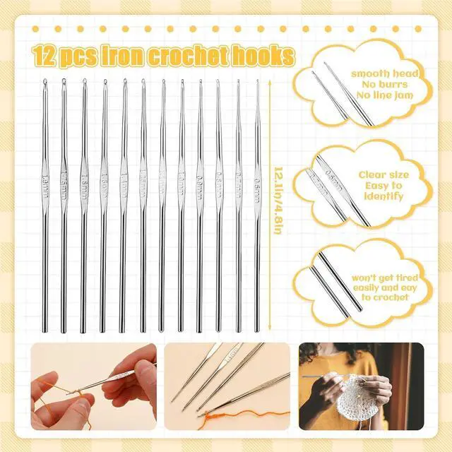Alt view image 2 of 7 - IMZAY 54 Pcs Crochet Hooks Set, 0.6mm-6.5mm Crochet Needles for Yarn | Crochet Kits for Beginners, Ergonomic Crochet Hooks with Knitting Accessories, Crochet Supplies, Knitting Needles for Craft