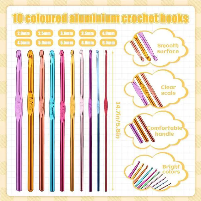 Alt view image 3 of 7 - IMZAY 54 Pcs Crochet Hooks Set, 0.6mm-6.5mm Crochet Needles for Yarn | Crochet Kits for Beginners, Ergonomic Crochet Hooks with Knitting Accessories, Crochet Supplies, Knitting Needles for Craft