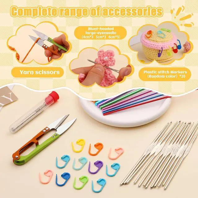 Alt view image 5 of 7 - IMZAY 54 Pcs Crochet Hooks Set, 0.6mm-6.5mm Crochet Needles for Yarn | Crochet Kits for Beginners, Ergonomic Crochet Hooks with Knitting Accessories, Crochet Supplies, Knitting Needles for Craft